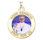 Pope Francis Religious Medal Round Color  EXCLUSIVE 