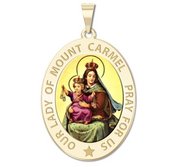 Our Lady of Mount Carmel Religious Medal  OVAL  Color EXCLUSIVE 