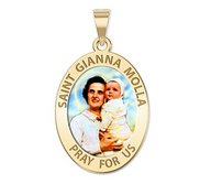 Saint Gianna Beretta Molla Oval Color Religious Medal   EXCLUSIVE 