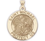 Saint Michael Round Religious Medal   EXCLUSIVE 