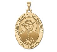 Saint Damien of Molokai OVAL Religious Medal   EXCLUSIVE 