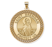 Saint Brendan Round Rope Border Religious Medal