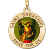 Saint Barachiel Round Religious Medal  Color EXCLUSIVE 