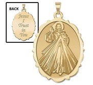 Divine Mercy Doubled Sided Scalloped Oval Religious Medal  EXCLUSIVE 