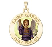 Saint Gabriel Round Religious Medal   Color EXCLUSIVE 