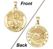 Saint Adjutor Doubles Sided Female Swimmer Round Religious Medal    EXCLUSIVE 