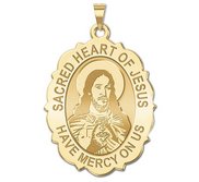 Sacred Heart of Jesus Scalloped Religious Medal   EXCLUSIVE 