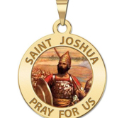 Saint Joshua Round Religious Medal Color