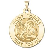 Saint Tobias Round Religious Medal   EXCLUSIVE 