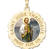 Saint Jude Scalloped Religious Medal   Color EXCLUSIVE 