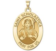 Saint Scholastica Religious Medal  OVAL  EXCLUSIVE 