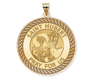 Saint Hubert Round Rope Border Religious Medal