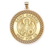 Saint Gabriel Round Rope Border Religious Medal