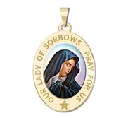 Our Lady of Sorrows Religious Medal  OVAL  Color EXCLUSIVE 