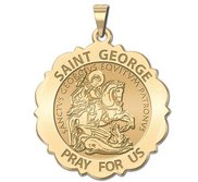 Saint George Scalloped Round Religious Medal  EXCLUSIVE 