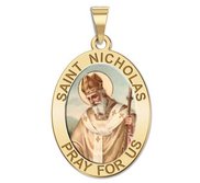 Saint Nicholas OVAL Religious Medal   Color EXCLUSIVE 