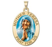 Mother Teresa   Oval Religious Medal  Color EXCLUSIVE 