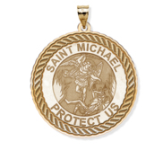 Saint Michael Round Rope Border Religious Medal