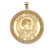 Saint Genesius Round Rope Border Religious Medal