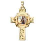 Saint Florian Personalized Fire Badge Cross Religious Color Medal   EXCLUSIVE 