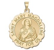 Saint Mary Magdalene Scalloped Religious Medal  EXCLUSIVE 