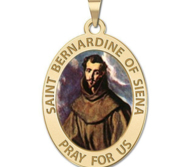 Saint Bernadine Of Siena Oval Religious Medal Color