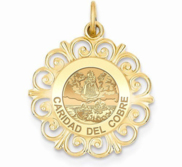 Caridad Del Cobre Round Filigree Religious Medal   EXCLUSIVE 