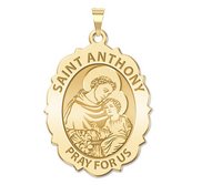 Saint Anthony Scalloped Oval Religious Medal  EXCLUSIVE 