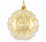 Saint Paul Round Filigree Religious Medal   EXCLUSIVE 