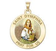 Saint Dymphna Round Religious Medal  Color EXCLUSIVE 