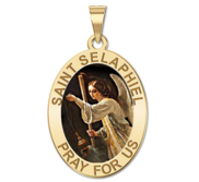 Saint Selaphiel   Oval Religious Medal  EXCLUSIVE 