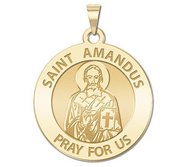 Saint Amandus Round Religious Medal  EXCLUSIVE 