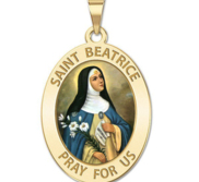 Saint Beatrice OVAL Religious Medal Color