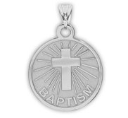 Baptism Round Antiqued Round Charm