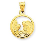 14k Satin   Polished Baptism Pendant