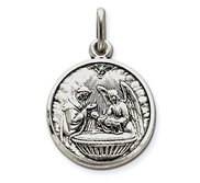 Baptism Round  Antiqued Round Charm