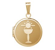 14k Yellow Gold Round  Holy Communion   Locket