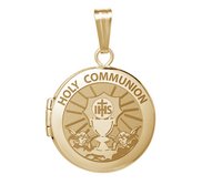 14k Yellow Gold Round  Holy Communion   Locket