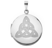 14k White Gold Round Celtic Trinity Locket