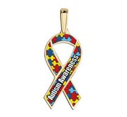 Autism Awareness Ribbon Rainbow Color Charm