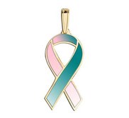 Awareness Ribbon Pink   Teal Color Charm