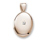 18k Premium Weight Yellow Gold Oval Locket w  5 pt  Diamond