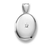 18k Premium Weight White Gold Oval Locket w  5 pt  Diamond