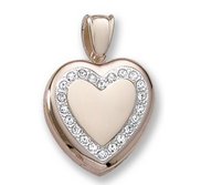 18k Premium Weight Yellow Gold Diamond Heart Wreath Picture Locket