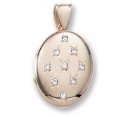 18k Premium Weight Yellow Gold Diamond Oval Locket