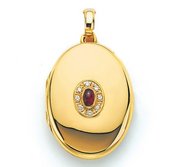 18K Yellow Gold Diamond   Ruby Locket