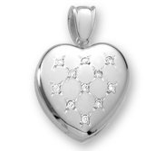 18k Premium Weight White Gold Diamond Heart Picture Locket