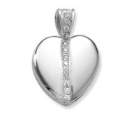 18k Premium Weight White Gold Diamond Heart Picture Locket