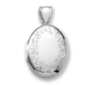 18k Premium Weight White Gold Oval Locket