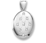 18k Premium Weight White Gold w  Diamonds Oval Locket